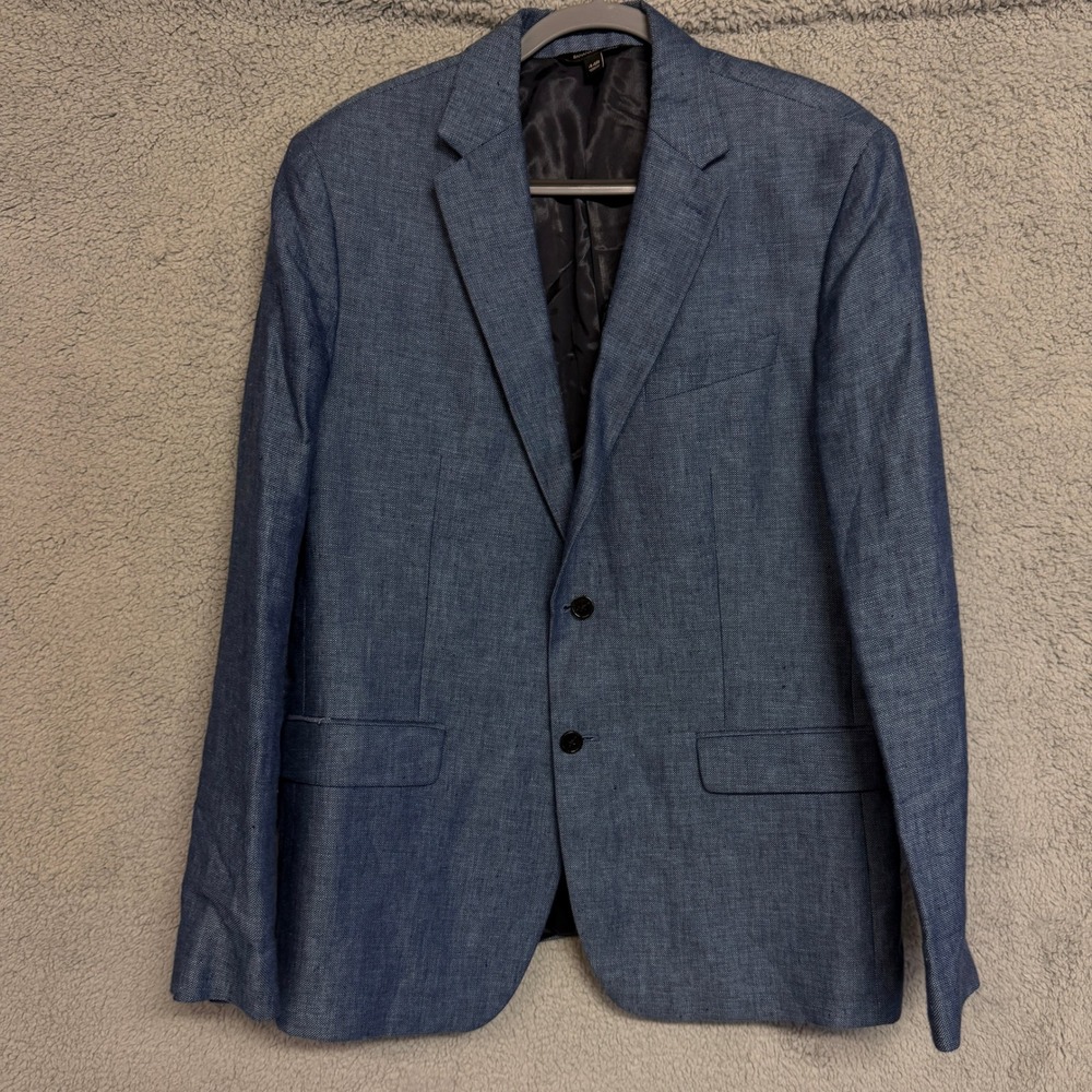 Banana Republic Linen Blazer Men 44R Blue Sport Coat 2 Button Tailored Textured
